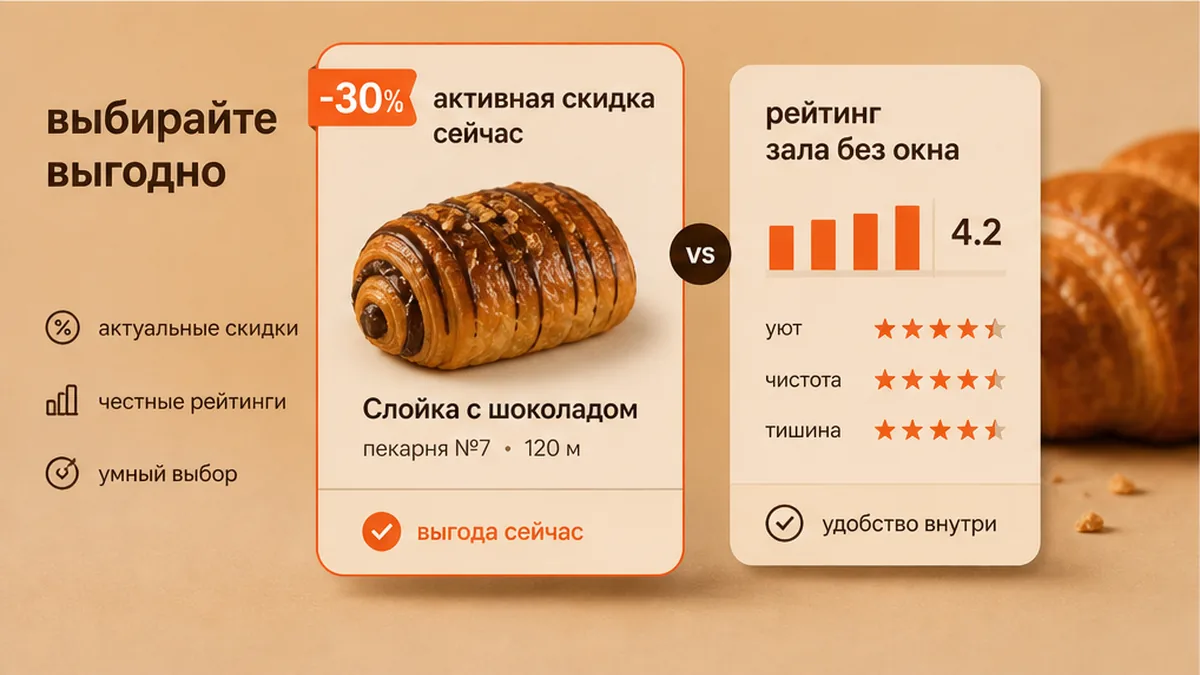 Сравнение: активные вечерние предложения против рейтинга зала без скидки